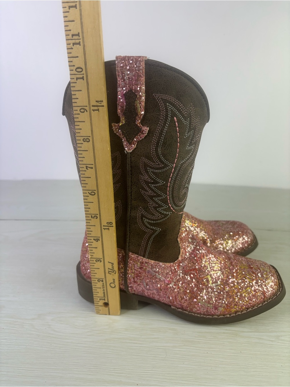 Roper little girls glitter pink southwest square toe western cowboy boots sz 3 - Picture 6 of 8